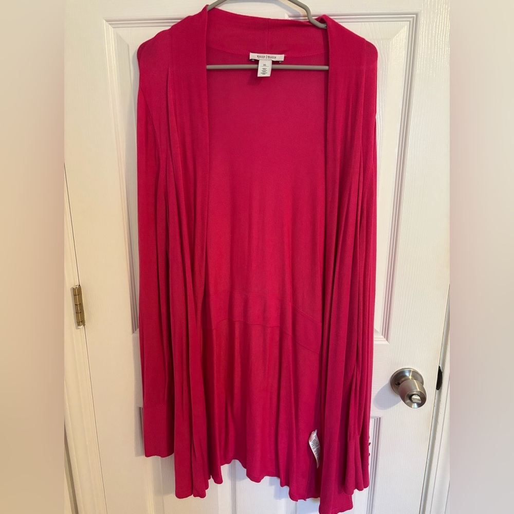 White House Black Market Women's Pink Cardigan Sweater - XL